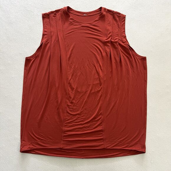 Lululemon Women Modal Pleated Shoulder Tank Top Red Rock Rust Orange Relaxed 14 - Picture 3 of 11